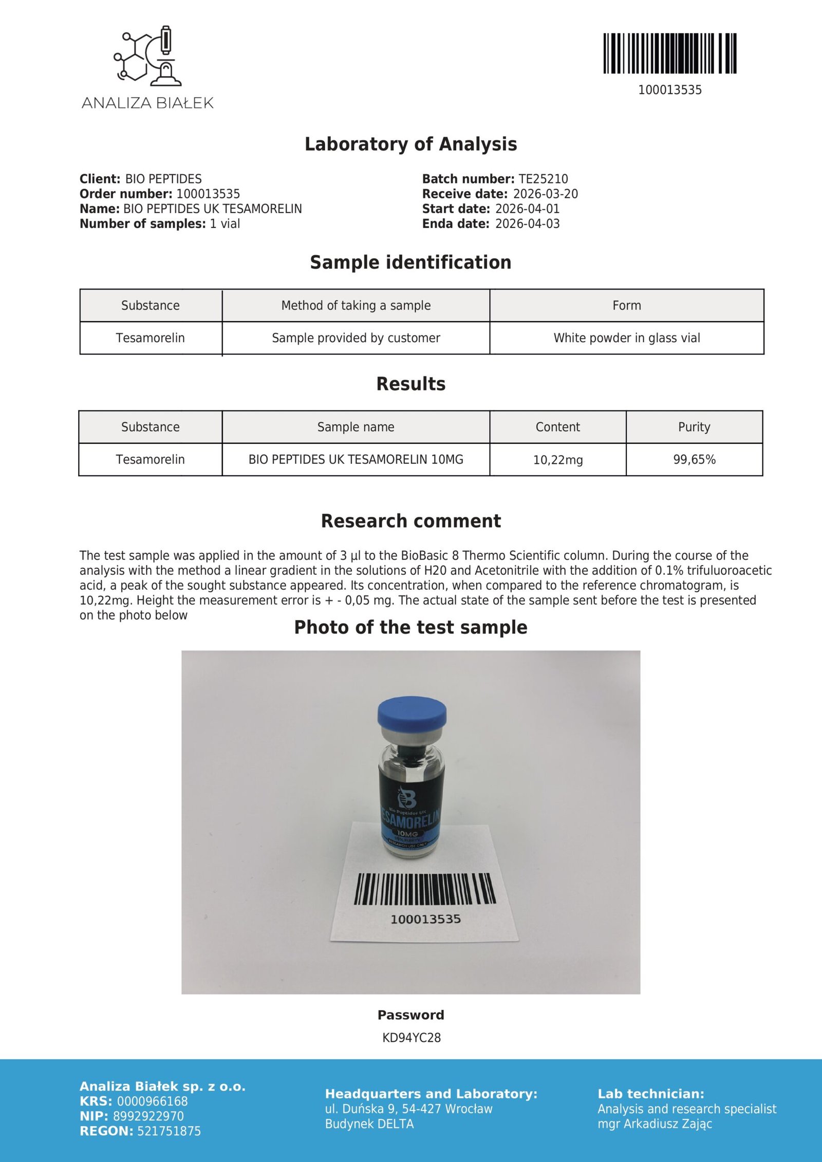 Tesamorelin 10mg 